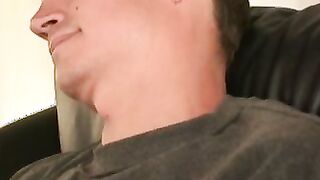 Stud tugs on his hard boner very calmly