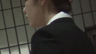 Japanese hottie in pantyhose fingers herself on hidden cam