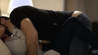 Busty TS Foxxy suck and ride stepsons dick