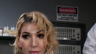 Blonde shemale is punished and anal fucked