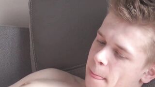 Inked twink Axel strokes off solo while watching pornography