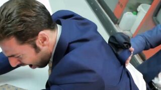 Tasteful man has his dick drooled on prior to being twisted around