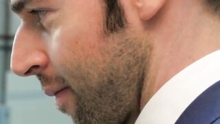 Tasteful man has his dick drooled on prior to being twisted around