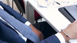 After sucking cock a suit and tie worker gets his ass railed