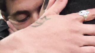 First timer in gay sex straight Latino sucks cock outdoors