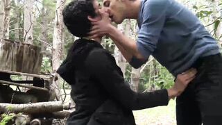 First timer in gay sex straight Latino sucks cock outdoors