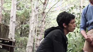 First timer in gay sex straight Latino sucks cock outdoors