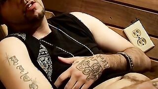 Handsome straight badboy Flaco is jacking off his cock solo