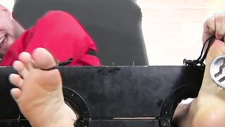 Bound dude with a mask on his face endures tickling torment