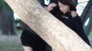 Young Japanese schoolgirl pisses herself in public for us