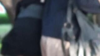 Young Japanese schoolgirl pisses herself in public for us