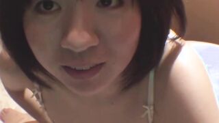 Cute Japanese babe takes off her panties and shows off pussy