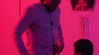 Huge black dick is pounding young man in a doglike manner while bare