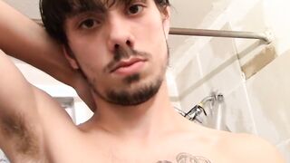 Straight dude Chad Turner pisses and cums after masturbation