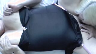 Huge breasts on two mature women fucked by a large, hard dick