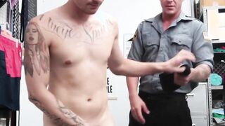 Shoplifting jock punished with dildo play and barebacking