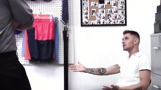 Shoplifting jock punished with dildo play and barebacking