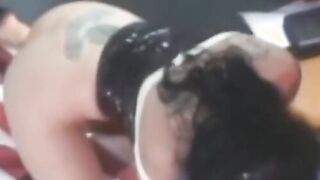 Detention dildo fucks domina spanks and latex sub