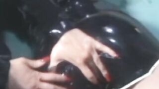 Detention dildo fucks domina spanks and latex sub