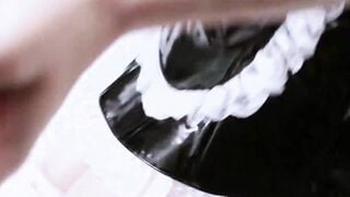 Tranny with small tits toys her ass and rides big black dick