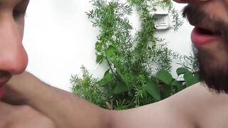 A stallion with a beard gives a hard outdoor bareback fuck