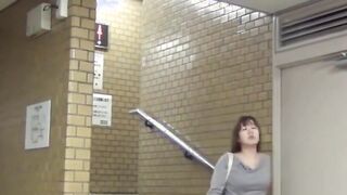 Pissing Japanese darling partaking in her time in open toilette