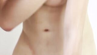 Shemale beauty Venus Lux shoots cum after shower wanking