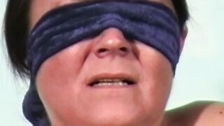 Tied brunette in predicament bondage gets sensory overload
