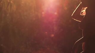 Slender beauty enjoys some outdoor teasing time