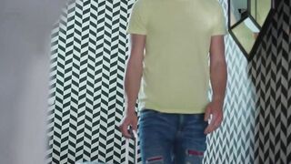 Petite blonde teen with small tits rides a big fat cock