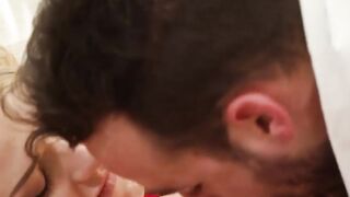 Voluptuous babe gets all naked and fucks hard with her man