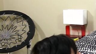 Tongue curving and sans protection dick riding for twink fellows