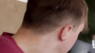 Tattooed stud pounding young jocks ass raw after sucking