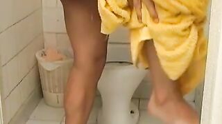 Muscular and hot Brazilian stallion masturbates after shower