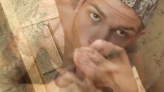 Tattooed jock deepthroats his twink lover and tastes cum