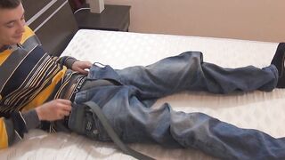 Slim twink with fat uncut cock in solo pleasing scene