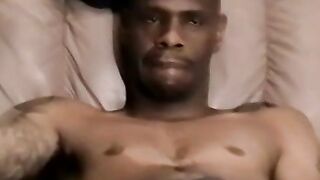 Good looking ebony dude is eager to gag on a giant boner