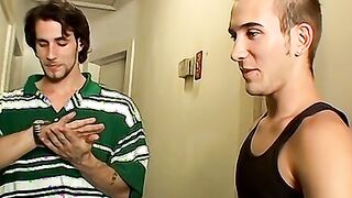 Young straight thugs jacking off their cocks for cum