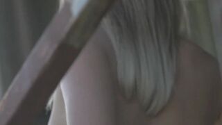 Teen with wide hips walks into the wilderness while flashing titties