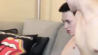 Mischievous twinks chain sans protection after sexy dick sucking