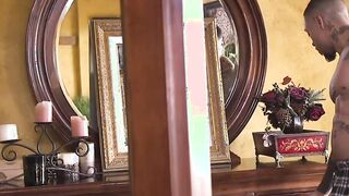 Husband with pal gang bang bound wife in the bedroom