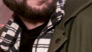Bound masochist fucked and whipped in public bar