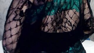 Busty Romanian MILF oiling tits closeup on webcam show