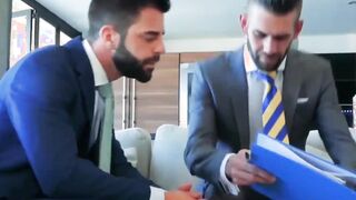 Men in formal attire vivaciously analpound after wet penis massages