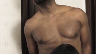 Before the intercultural barebacking Twink sucks ebony cock