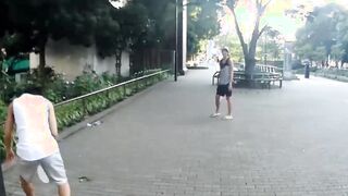 Badminton playing Asian twink skips on dick after penis massage