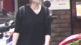 Japanese sweeties streak bushy pussies during public peeing