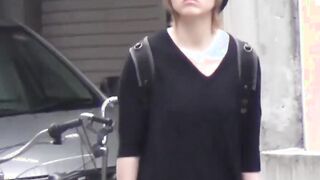 Japanese sweeties streak bushy pussies during public peeing