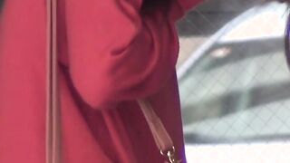 Japanese sweeties streak bushy pussies during public peeing