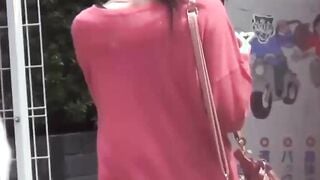 Japanese sweeties streak bushy pussies during public peeing